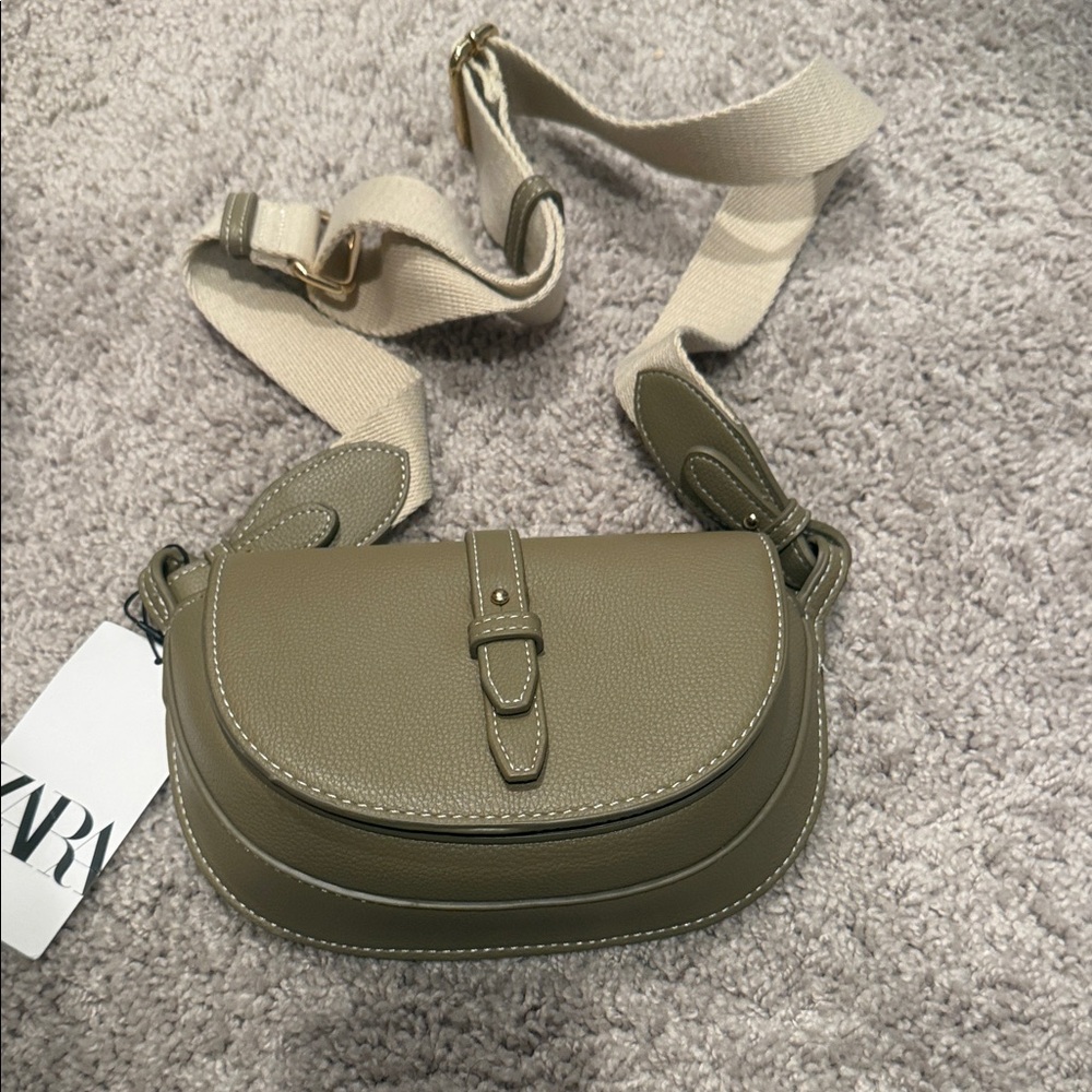 Zara Khaki Crossbody Bag